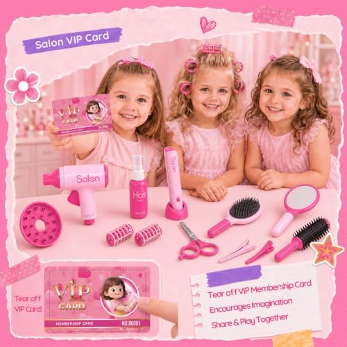 Pretend Play Hair Salon Toys, Kids Hair Styling Set for Girls 3 4 5 6 7 8 - Image 2