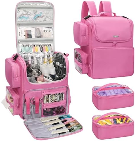 Relavel Hair Tools Travel Bag Hair Stylist Backpack Hairdresser Cosmetology Bag, Heat Insulation Full Layer for Curling Iron, Hair Straightener, Travel Accessories Case Barber Organizer (Rose Pink) by Relavel