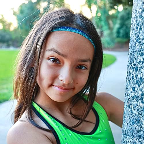 FROG SAC 6 Glitter Headbands for Girls, Adjustable Non Slip Thin Elastic Hair Bands for Kids, Stretch Heart Zig Zag Girl Hair Accessories, Sparkly Headband, Head Band Hairband (Multicolor 3, Kids) - Image 2