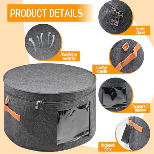 Wig Storage Boxes,Wig Travel Cases Foldable for Multiple Wigs for Men and Women,Yarn Organizer, Cosmetic Cabinet Storage Bag (Dark Grey) - Image 3