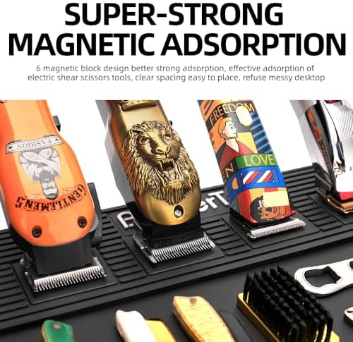 Magnetic Barber Mat with 6 Magnets - 19.3"x12.6" Non-Slip Tool Organizer for Clippers, Station Table Pad | Barber Mats for Grooming, Salon & Home Use - Image 3
