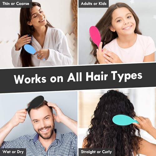 4 Pack Detangling Hair Brush - Air Cushion Detangler Hairbrush with Ultra Soft Bristles for Effortless Tangle Removal - For Wet Dry Damaged Curly Hair for Women Men Boys Girls Adult Kids -Mixed Colors - Image 5