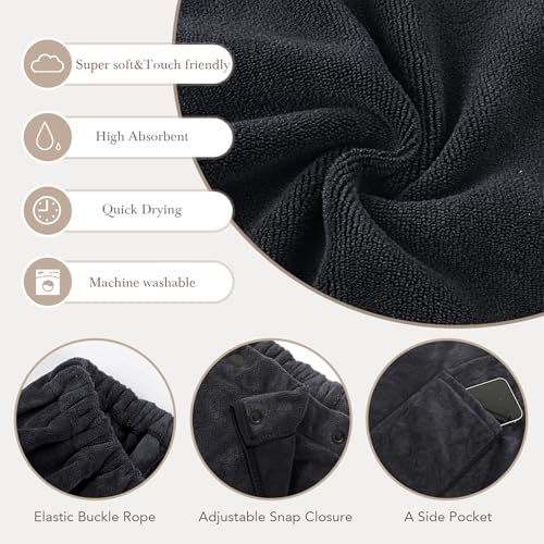 SINLAND Women's Spa Wrap Microfiber Bath Body Wrap, Black, 32"x60" - Image 3