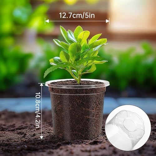 30 Pack Clear Nursery Plant Pots, 5 Inch with Drainage Holes, 20 Labels - Image 4