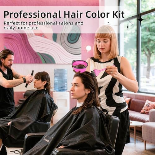 ROOHUA 8 Pcs Hair Dye Kit with Brush, Reusable Home Salon Color Hair Tools - Image 6