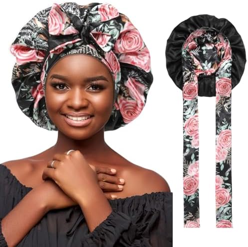 AWAYTR Double Layer Satin Bonnet for Women, Reversible Sleep Hair Wrap by AWAYTR