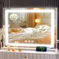 Gvnkvn Makeup Vanity Mirror with USB Charging Port 24" x 19" Large LED Makeup Mirror, Desk Mirorr with Lights, Light up Mirror with 10X Magnification and, Dimmable 3 Modes, Touch Control White by Gvnkvnlightupyourhome
