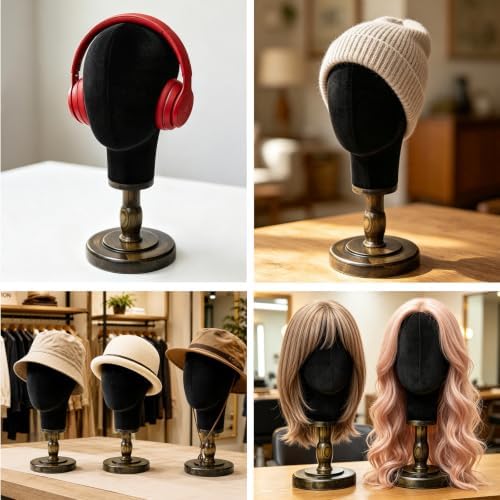 Canvas Wig Head Stand, Wig Head Stand Mannequin with Detachable Wood Stand - Image 6