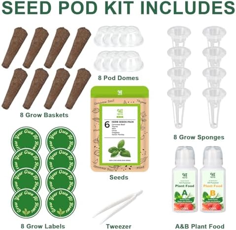 Herb Seed Pod Kit With Basil Mint Thyme Mixed, Grow Anything Seed Starter Pod Kit for Hydroponics Growing System with Plant Food, Seeds Included Genovese Basil, Italian Parsley, Oregano, Chive (8-Pod) - Image 3