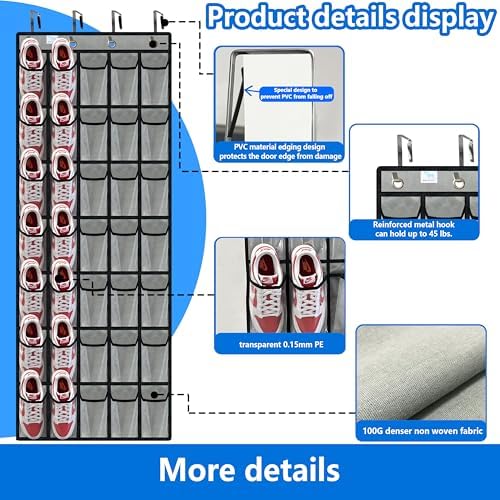 Shoe Rack for Door, Over Door Shoe Organizer for Closet - Image 3