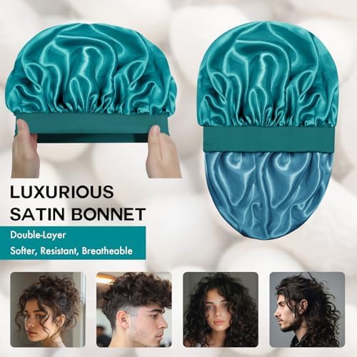 Satin Silk Bonnet for Hair, Double Layer Sleep Cap for Men & Women - Image 2