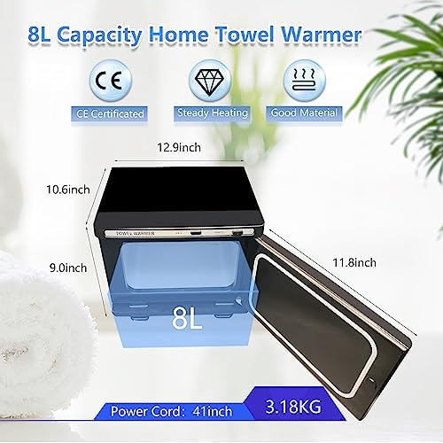 Towel Warmer, 2-in-1 Professional Hot Towel Heater Cabinet for Spa Salon Home Bathroom, 8L, Black - Image 4