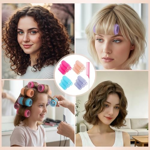 24 Pcs Self-Grip Small Hair Rollers Curlers Set, 25 mm, 4 Colors - Image 3