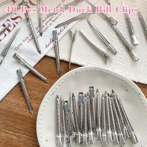 40 PCS 3.5 Inch Duck Billed Clips,Metal Alligator Curl Hair Clips with Holes for Styling, Coloring, Thick Hair Rollers, Salon Use,Alligator Clips for Women for Thick Hair & Thin Hair,Silver - Image 3