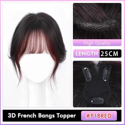 VAVANGA Long Hair Topper with Bangs Black with Red Color - Image 2