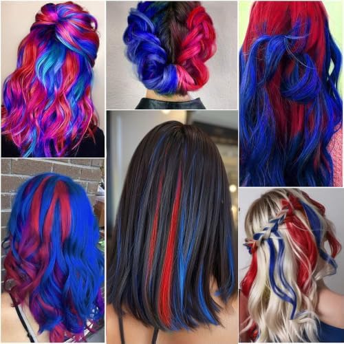 Red and Blue Hair Extensions Clip in Colored Hairpieces Gift 10 PCS - Image 6