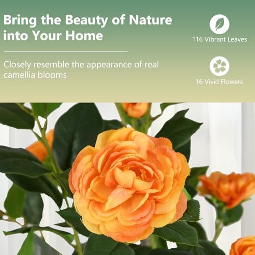 Goplus 36’’ Artificial Camellia Tree, Flower Plants Artificial Tree - Image 3