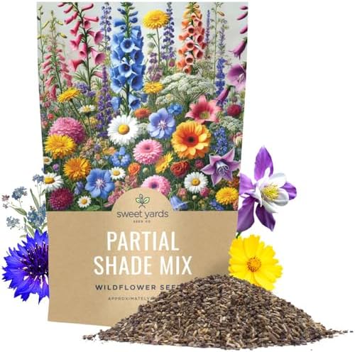 Bulk Wildflower Seeds Partial Shade Mix - 1 Pound Bag Over 120,000 Open Pollinated Annual and Perennial Seeds by SweetYards