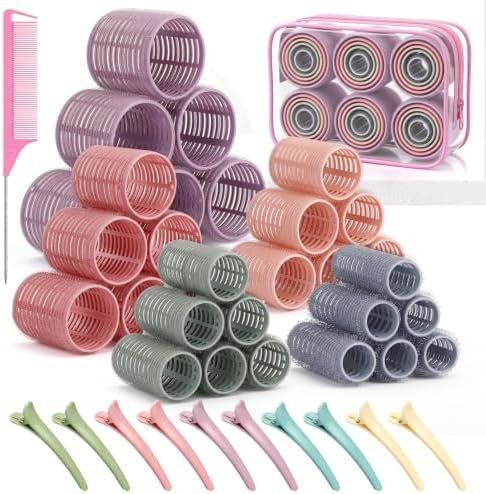 42 Pcs Hair Roller Women Blowout Look Long Hair, 5 Size, Morandi by Wavyknot