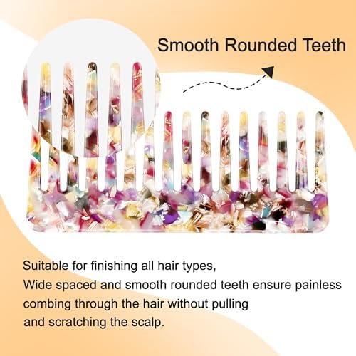 Hair Detangling Comb, 2 Pack Large Cellulose Acetate Wide Tooth - Image 3