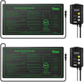 iPower 2 Pack 10" x 20" Warm Hydroponic Seedling Heat Mat and Digital Thermostat Control Combo Set for Plant Germination, Black by iPower