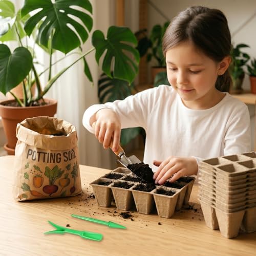 DANALLAN 20Pcs Seed Starter Tray 240 Cells Seed Starting Trays Thickened Biodegradable Seed Starter Pots Kit for Vegetables Flowers Seed Starting Planting Seeds (20) - Image 6