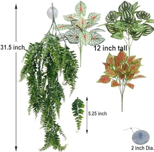 Reptile Plants for Bearded Dragon Tank Accessories, Terrarium Plant Artificial Decor for Snake Cage, Fake Plant for Leopard Gecko Habitat, Lizard Chameleon Ball Pythons (Group BPN) - Image 3