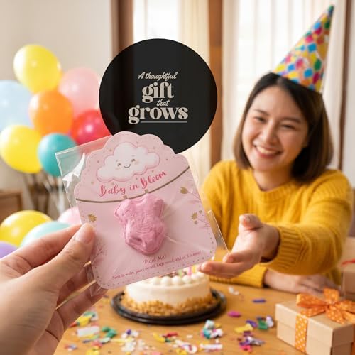 24 Pink 3D Onesie-Shaped Gift Wrap Tags with Wildflower Seeds - Image 7