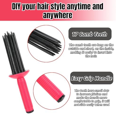 Hair Fluffy Portable 17-Teeth Curly Hair Styler Tool, 2-in-1 Anti-Slip Brush and Wand for Salon-Quality Curls - Image 4
