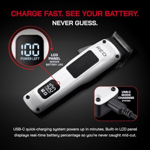 Red by Kiss Cordless Clipper & Trimmer Combo Set for Hair & Beard Grooming, Professional Fade Clipper with Precision T-Blade Trimmer, Rechargeable Haircut Kit for Home & Barber Use (Ivory) - Image 3