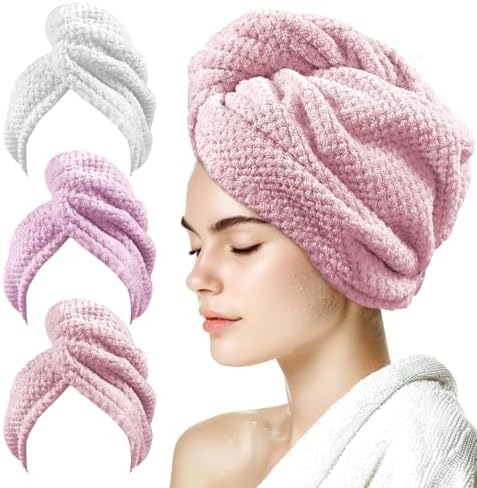 my novel things 3 Pack Microfiber Hair Towel Wrap for Curly Hair Women by mynovelthings