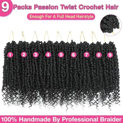 Passion Twist Crochet Hair 8" 1B Pre-Looped 9Packs - Image 2