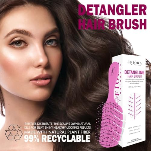 Fiora Naturals Detangler Brush for Wet and Dry Hair, Soft Detangling Brush - Image 5