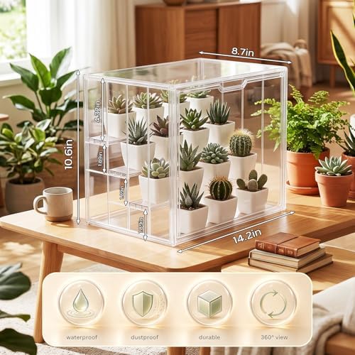 Clear Mini Greenhouse Indoor, Tabletop Portable Greenhouse with Magnetic Door Small Acrylic Plant Green House for Seed Starting, Plant Grow Warmer,and Home Gardening Display - Image 4
