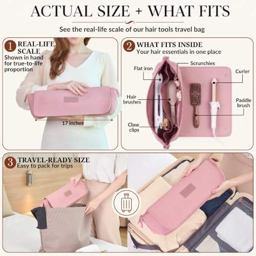 BAREFOOT CARIBOU Hair Tools Travel Bag and Heat Resistant Mat 17" (Dune) - Image 2