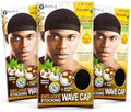 Healthy Treated Wave Deluxe Stocking Wave Cap Black (3 Pack) by Qfitt