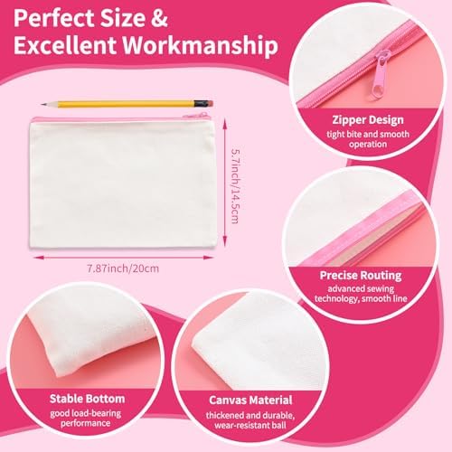 AMDAILY 12Pcs Canvas Makeup Bags Bulk, Cotton Sublimation DIY Cosmetic Bag - Image 2