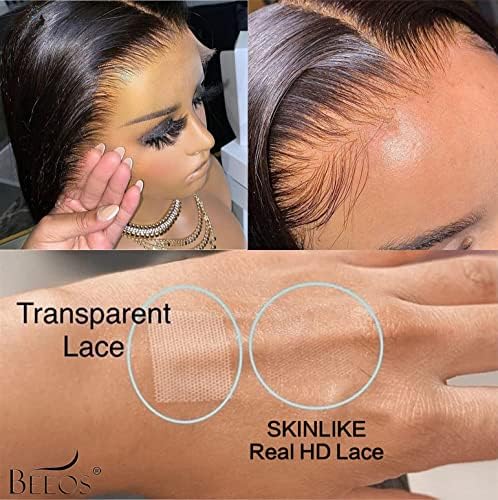 BEEOS True 180% Density 5x5 SKINLIKE Real HD Lace Closure Wig, Pre-plucked Bleached All Knots Body Wave 0.10mm Ultra-thin Invisible Lace Wig Brazilian Human Hair 22 Inch - Image 3