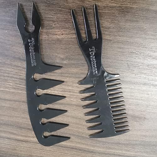 Hair Comb Styling Set Tail Combs Double Side Brushes Afro Pick Pik Comb African American Hair Brush Barber Accessories Black-2Pcs - Image 7