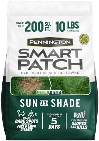Pennington Smart Patch Grass Seeds for Lawn, Sun and Shade Lawn Grass Repair Mix, 10 LB by Pennington