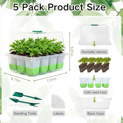 5 Pack 60-Cell Silicone Seed Starter Trays with Humidity Dome - Image 6