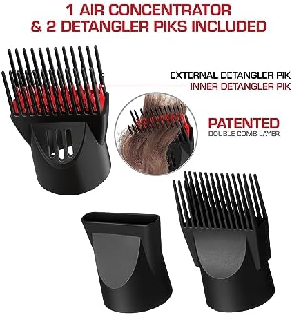 RED by Kiss Handle-Less 2200W Ceramic Tourmaline Hair Dryer, 3 Heat Settings, Pro Blow Dryer with Comb Attachment, Ionic for Frizz-Free Shine, Detangler & Straightening for 4C - Image 5