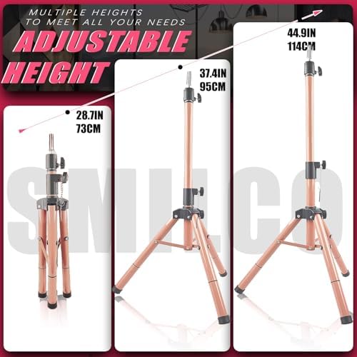 Smilco Mannequin Head Stand,Adjustable Wig Stand Tripod,Heavy Duty Wig Head Stand for Cosmetology Hairdressing Training - Image 2