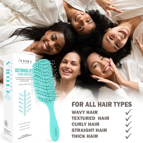 Fiora Naturals Detangler Brush for Wet and Dry Hair, Soft Detangling Brush - Image 5