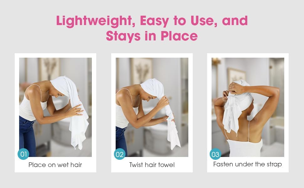 Hair RePear 21" x 44" Cotton Hair Towel for Wet Hair, Anti-Frizz - Image 5