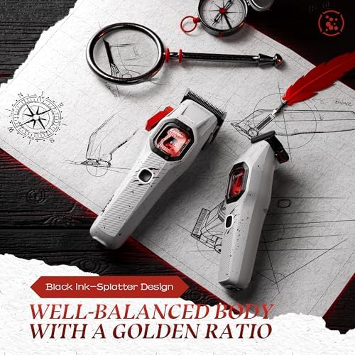SUPRENT FANGS Professional Barber Clippers - High-Performance 13,000 RPM Vector Motor Hair Clipper Barber Trimmer Set, Professional Haircutting Kit with AI Speed Control, Patented U-Teeth Blade(WHITE) - Image 4