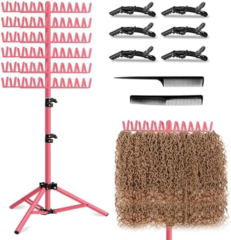 Braiding Hair Rack, 144 Pegs Braiding Rack Stand for Hair, 2-sided Height Adjustable Standing Hair Extension Holder with Stylist Hair Braiding Tools by LPHGFZA