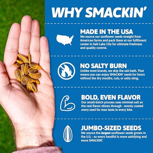 SMACKIN' Sunflower Seeds, Roasted Jumbo Small-Batch, American Made - 6 Flavor Variety. 1.5oz bags (6 Bags) - Image 4