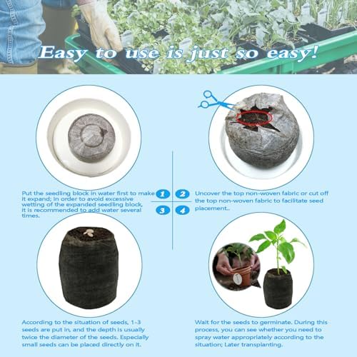 56Pcs 40mm Peat Pellet Fiber Soil Plant Seed Starters,Compressed Peat Pellet Fiber Soil Plant Seed Starter Pods,Seed Fertilizer Nutrient Block Compressed Peat Block - Image 3
