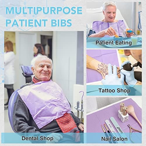 80 Pack Disposable Dental Bibs 13"x18", 3-Ply Waterproof Tattoo Bibs Sheet for Nail Salon, Dental Clinic, Feeding, Tattoo Shop (Purple) - Image 6